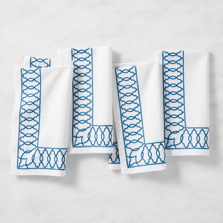 Embroidered Lattice Napkins, Set of 4