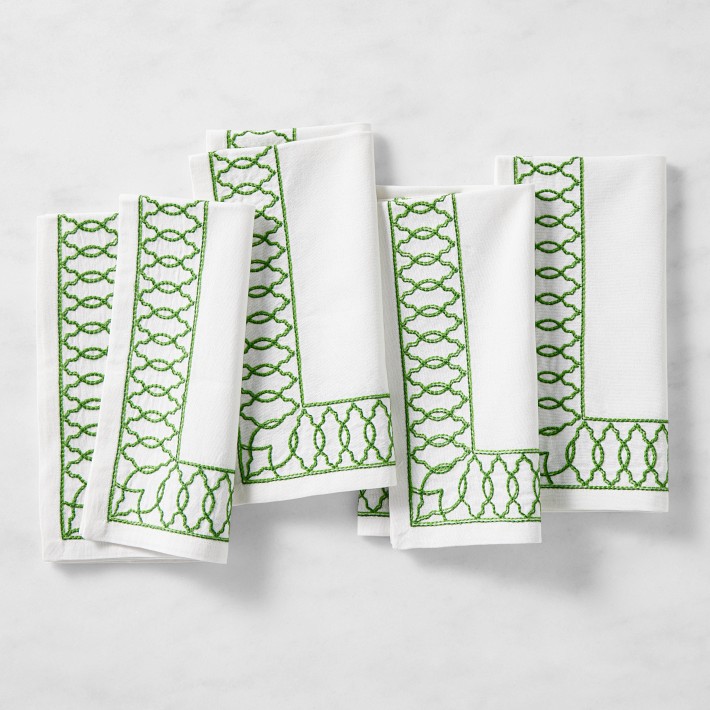 Embroidered Lattice Napkins, Set of 4