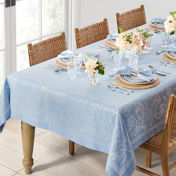 Visual Textile Square Ice Blue Woven Polyester Tablecloth - 54 x 54