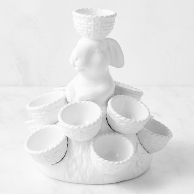 Creative Co-op DE0161 Ceramic Egg Holder,White