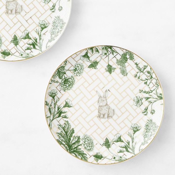 Garden Lattice Bunny Appetizer Plates, Set of 4
