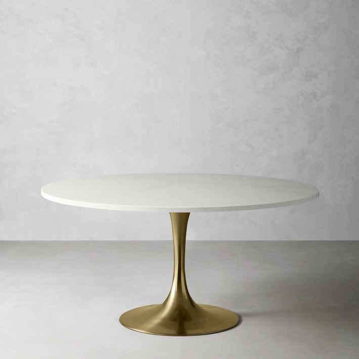 Nero Oval White Marble 36 Dining Table with Brass Base + Reviews