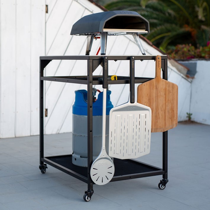 Oven Cart Table with Pizza Topping Station, Work Cart Outdoor