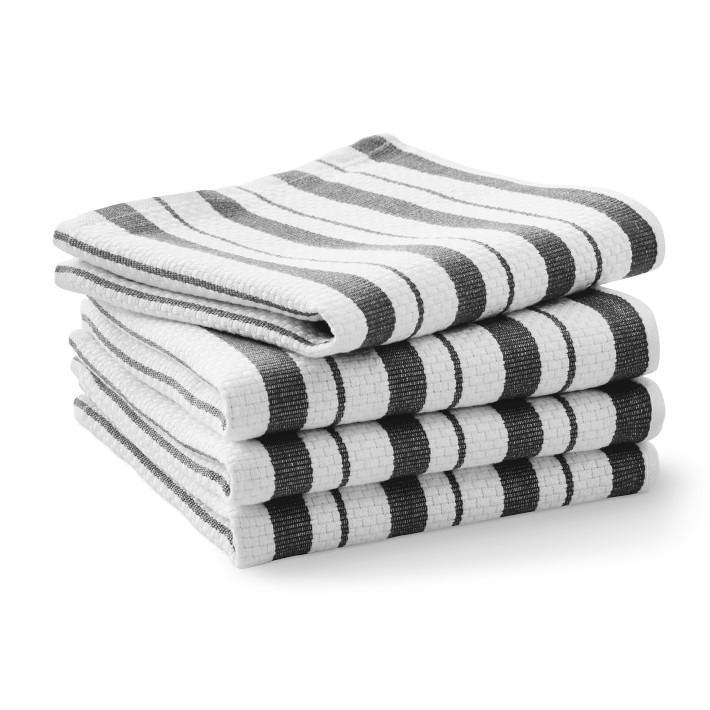 Williams Sonoma Classic Stripe Dishcloths / Color: Jet Black