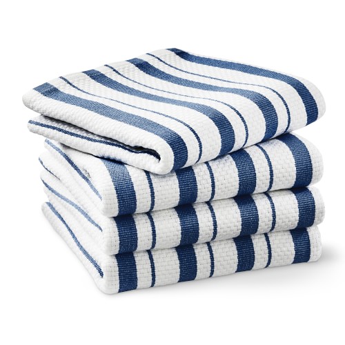 Williams Sonoma Classic Stripe Towels, Set of 4, Bright Blue