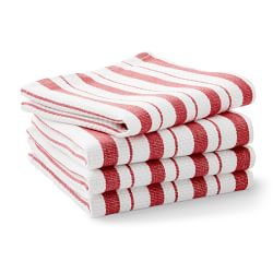 Kitchen Towels, Hand Printed Towels, Red, Farmhouse Towels, Set of