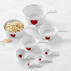 Williams Sonoma Ceramic Heart Cups & Spoons Set