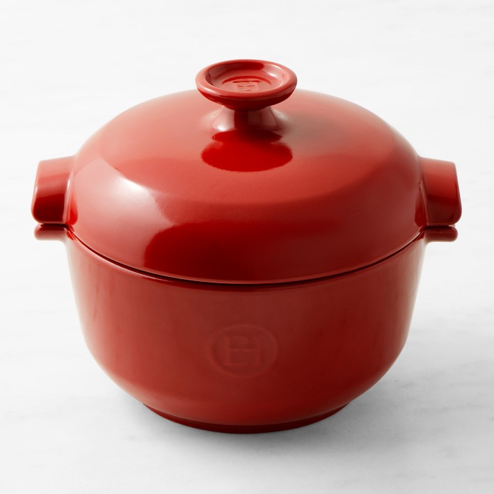 Handmade Ceramic Pot With Handles and Lid Red Clay Dutch Oven Meat