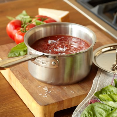 All Clad Brushed D5 4 Quart Sauce Pan with Lid - Stainless