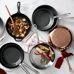 William Sonoma Copper Clad 10 Fry pan and large sauce pot with