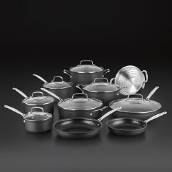 WILLIAM SONOMA CUISINART METALLIC RED 11pc STAINLESS STEEL POT PAN COOKWARE  SET