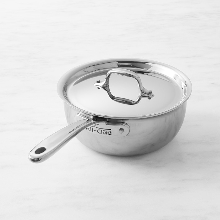 All Clad 2 6 Stainless Steel Sauce Pan with Lid - 12 2/5L x 6 1/10W x 7  1/2H