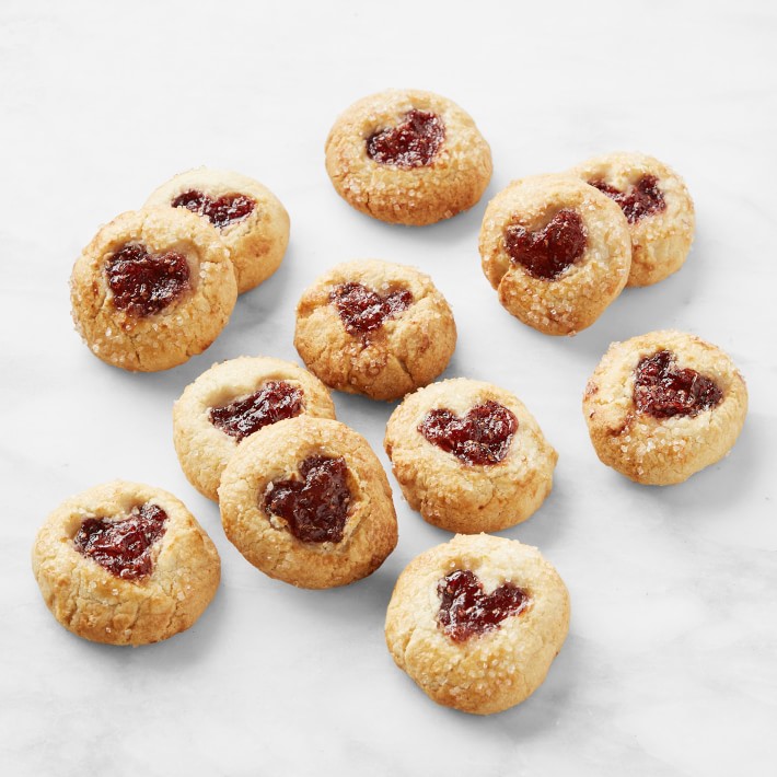 Cookie Crumbs and Crust Heart Shaped Thumbprint Cookies, Set of 12