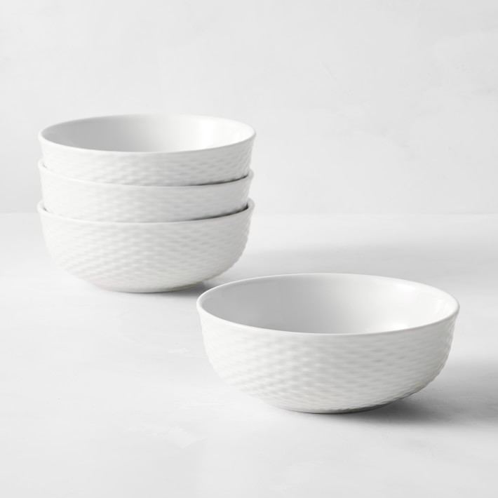 Pillivuyt Basketweave Porcelain Cereal Bowls, Set of 4
