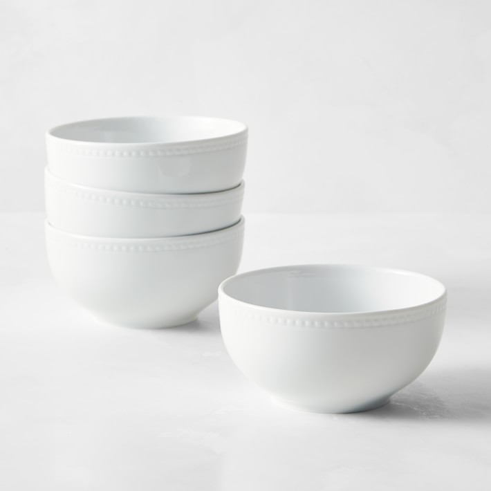 Apilco Beaded Hemstitch Porcelain Cereal Bowls, Set of 4