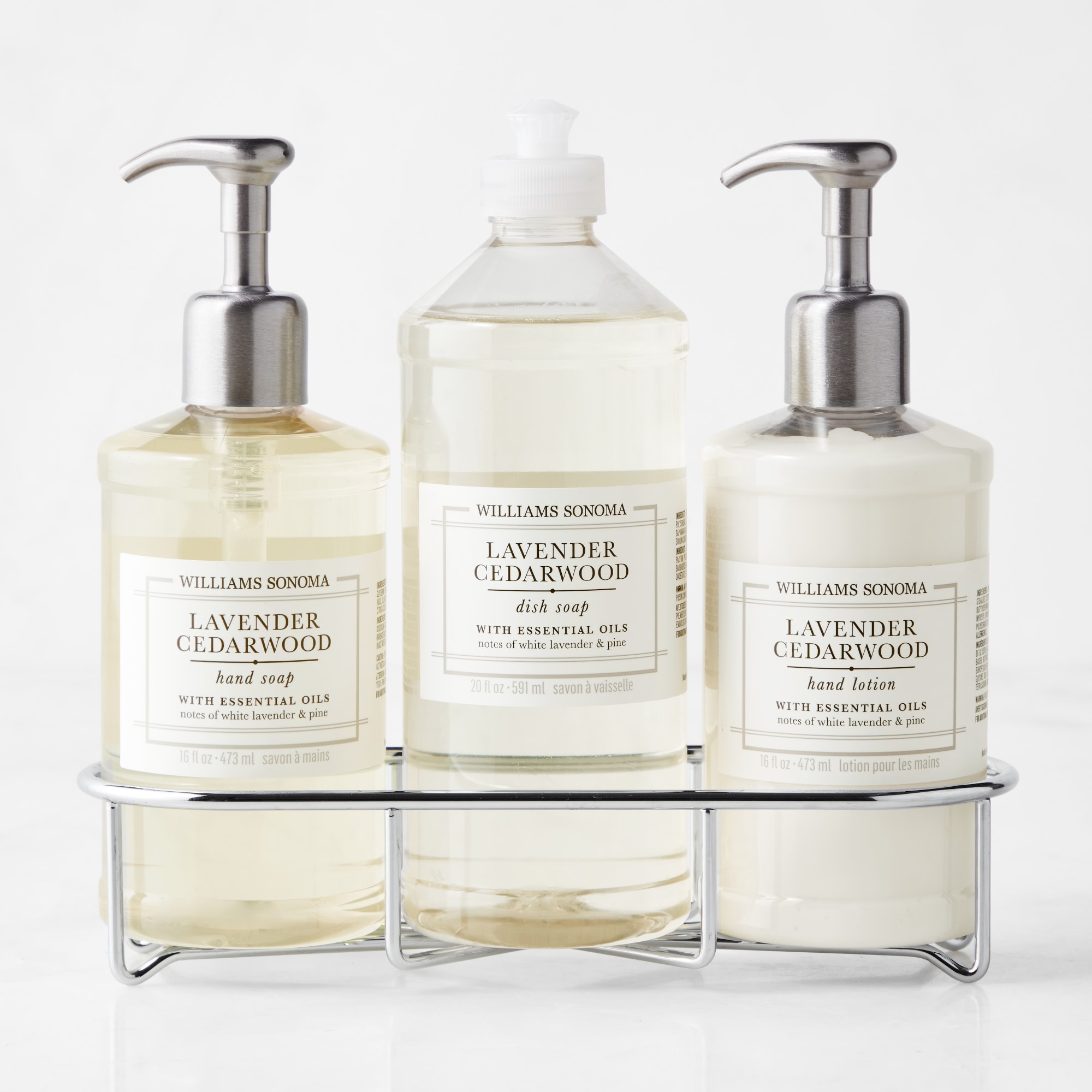 Williams Sonoma Lavender Cedarwood Hand Soap & Lotion 4-Piece Kitchen Set