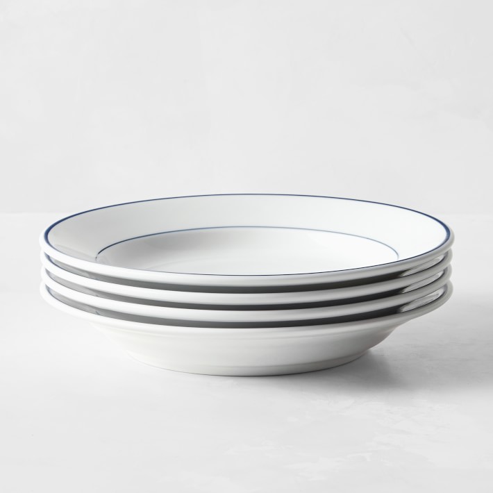 Apilco Tradition Blue-Banded Porcelain Soup Plates