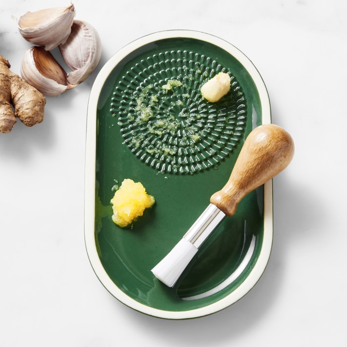 Ceramic Garlic & Ginger Press Plate Grinder Dish Grater Zester