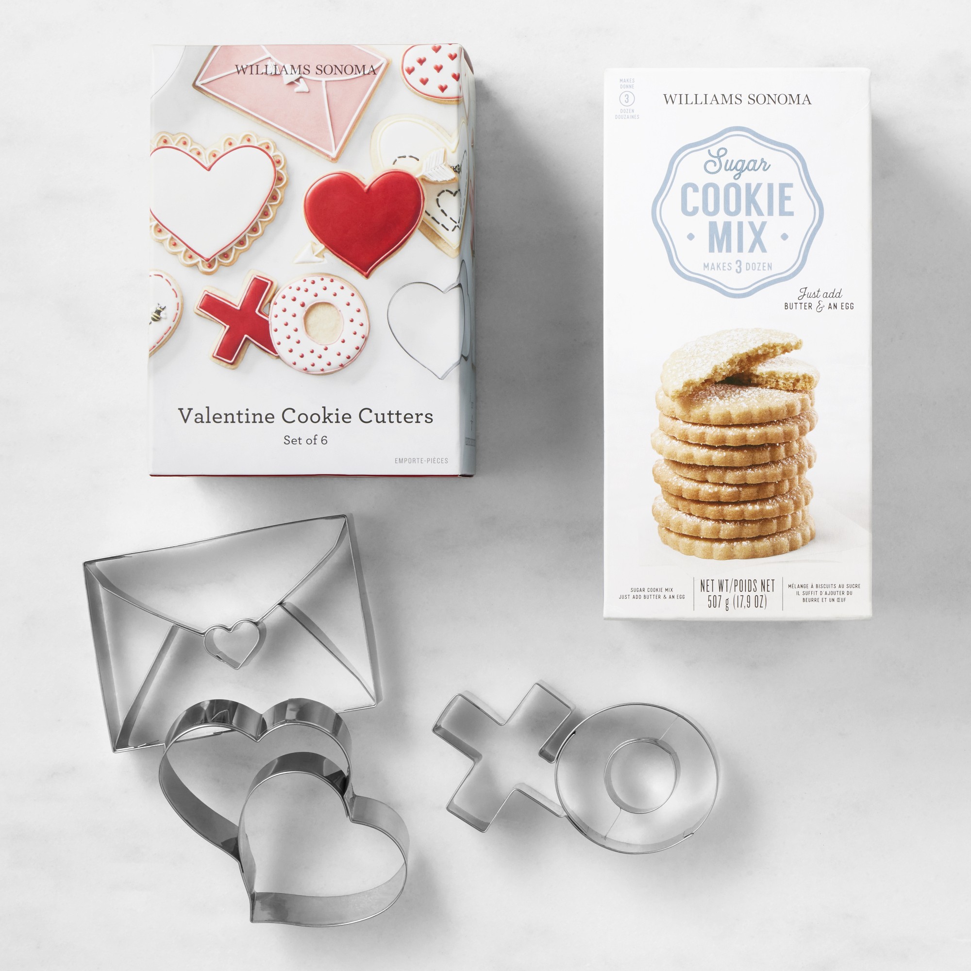 Williams Sonoma Sweet Stainless-Steel Cookie Cutters & Vanilla Sugar Cookie Mix