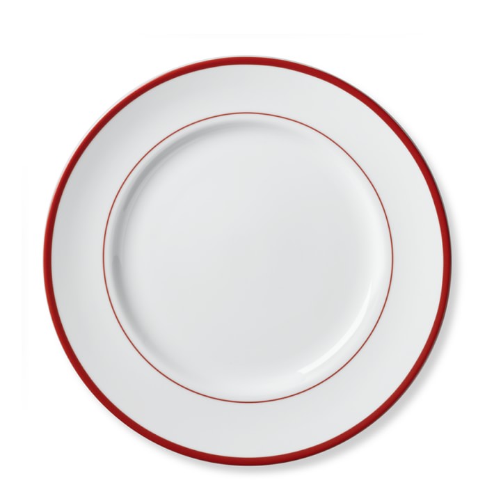 Brasserie Red-Banded Porcelain Dinner Plates, Set of 4
