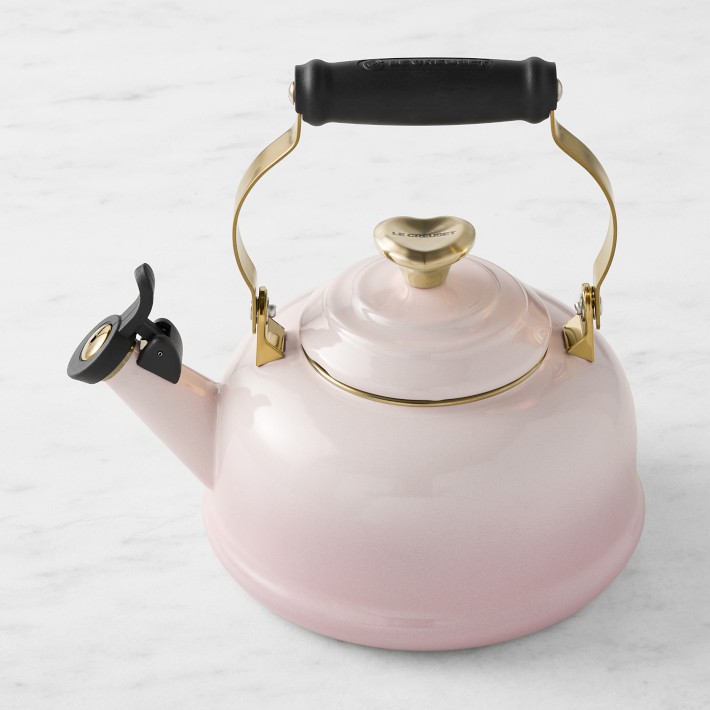 White Enamel Kettle with Top Handle - The Foundry Home Goods