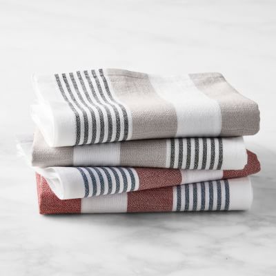 Williams Sonoma BLUE AND WHITE FLOUR SACK Kitchen Towels Set of 4