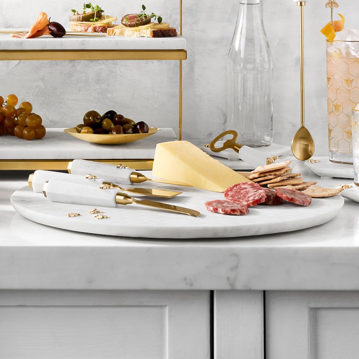 Marble Round Cheese Board with Cheese Knives Williams Sonoma