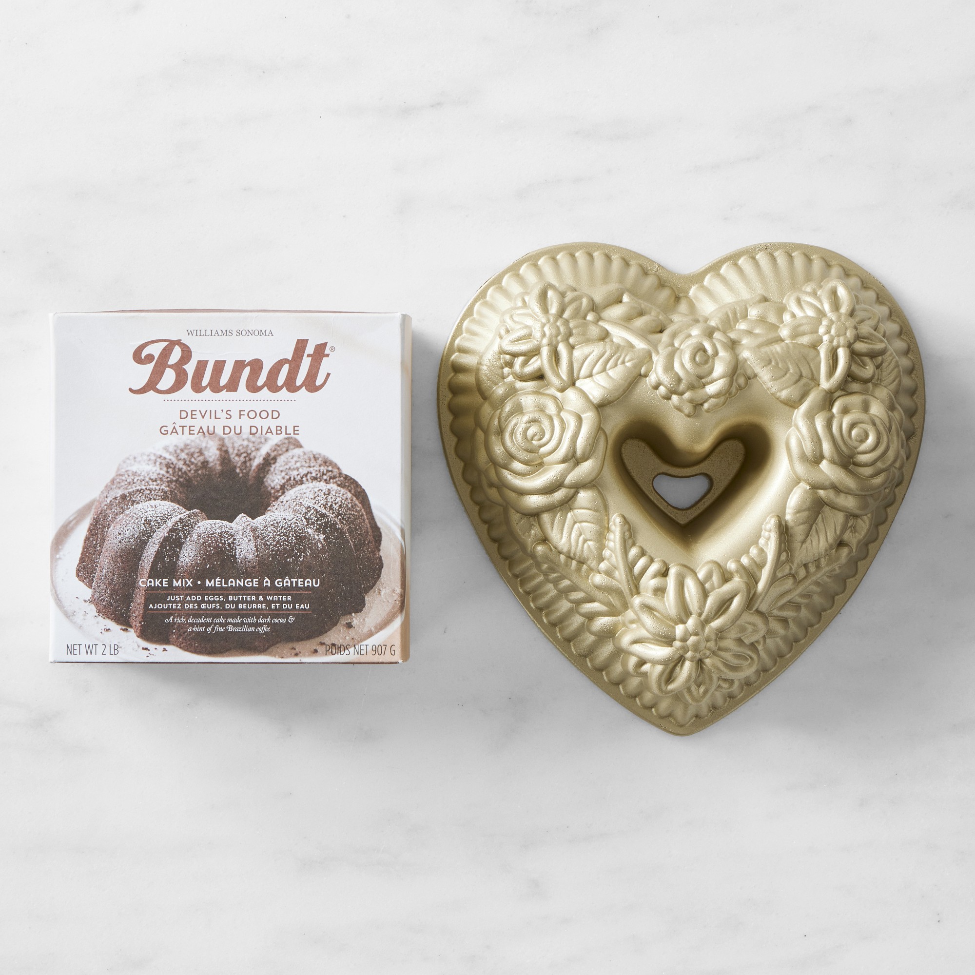 Nordic Ware Floral Heart Bundt Pan & Devils Food Bundt Cake Mix