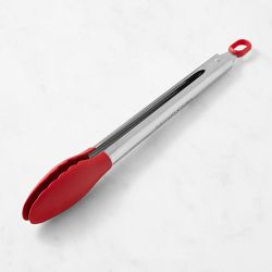 Williams Sonoma Stainless-Steel Silicone Tongs, 12", Red