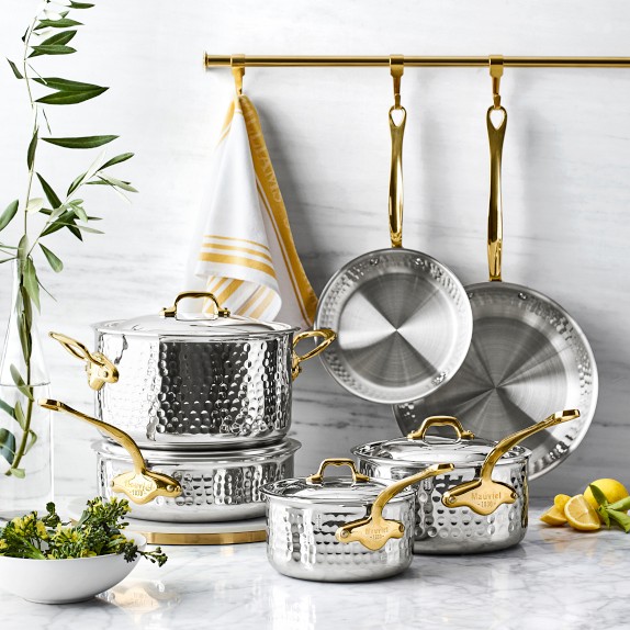 Mauviel M'Elite B Hammered Stainless-Steel 15-Piece Set | Williams Sonoma