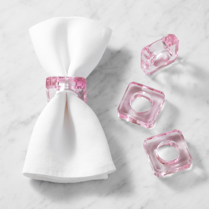 Crystal Block Napkin Ring Set of 4 - Clear