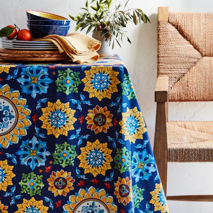 Sicilian Mosaic Oilcloth Outdoor Tablecloth