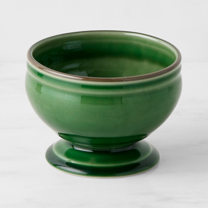 Small Footed Green Ceramic Bowls (Set of 3) - Earthy Green