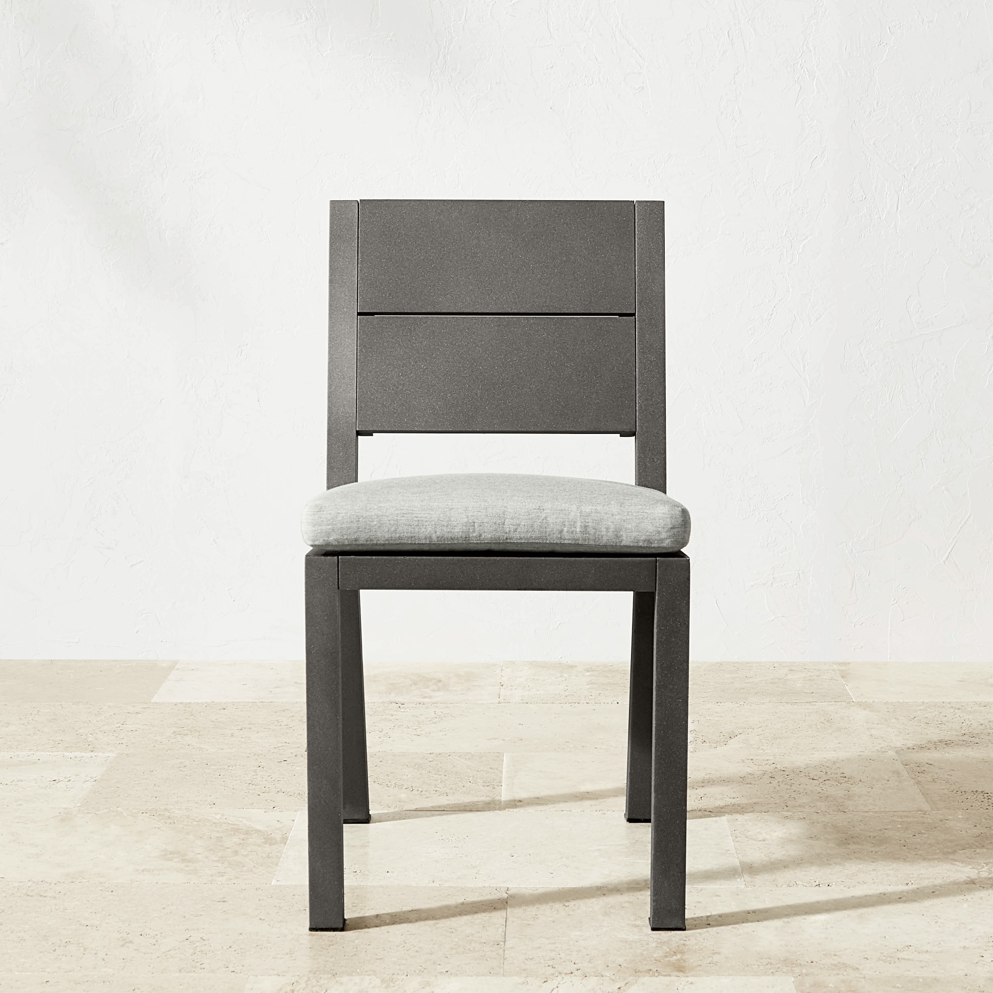 OPEN BOX: Larnaca Outdoor Slate Grey Metal Dining Side Chair