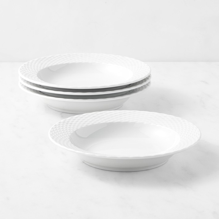 Pillivuyt Basketweave Porcelain Soup Plates, Set of 4
