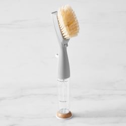 Full Circle Tenacious C Cast Iron Brush and Scraper with with Bamboo Handle  Gray
