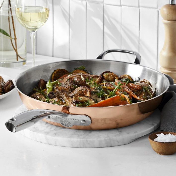William Sonoma Copper Clad 10 Fry pan and large sauce pot with