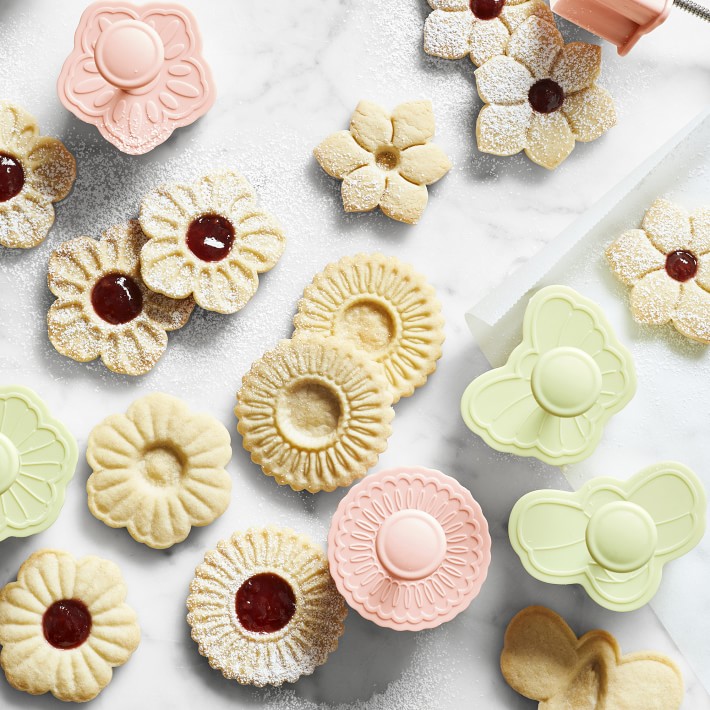 Williams Sonoma Spring Floral Thumbprint Cookie Stamps Set of 6