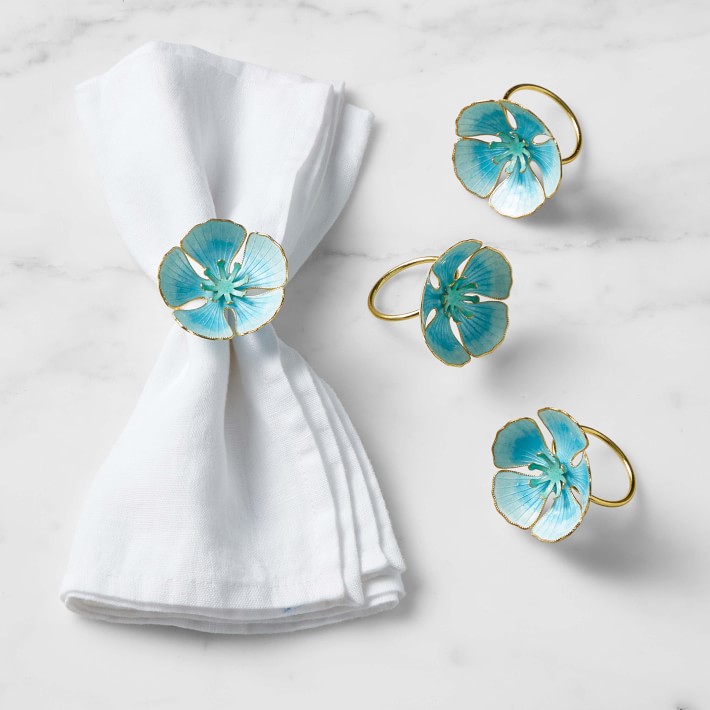 Cloisonné Spring Blossom Napkin Rings, Set of 4