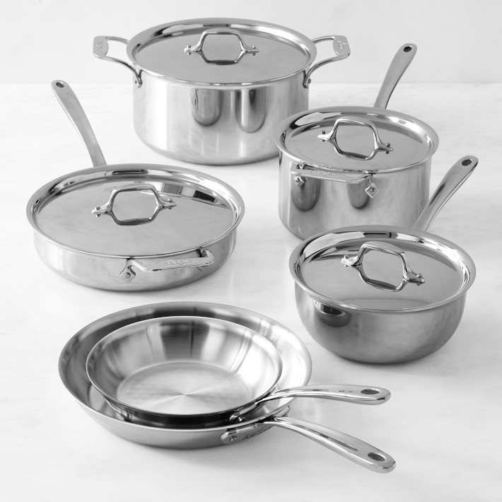 Gourmet Edge Stackable Stainless Steel Nonstick Cookware, Pots w/ Lids (8  Piece) 