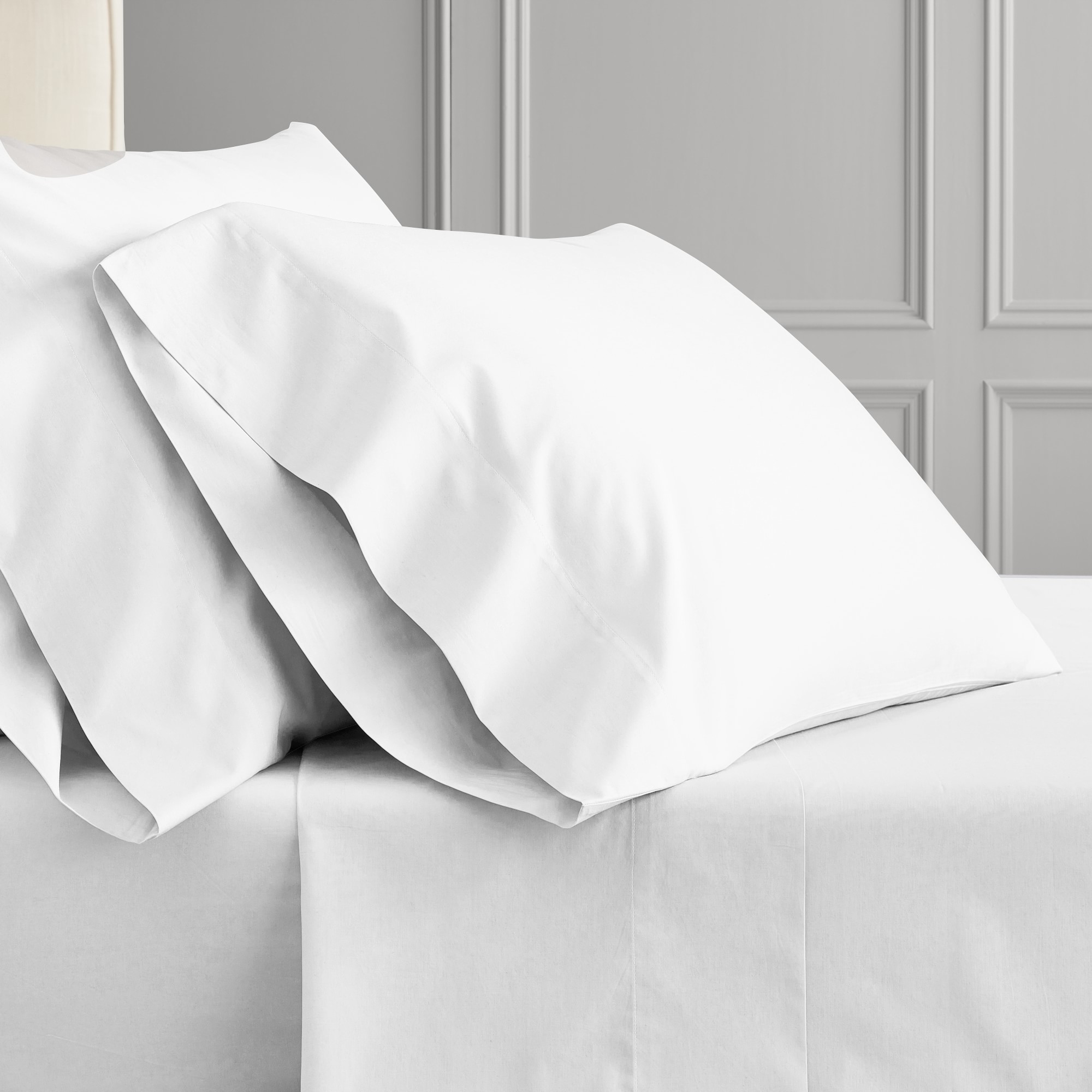 Chambers® Italian 600 Thread Count Percale Pillowcases, Set of 2, White
