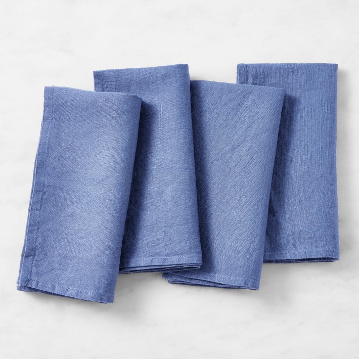 Set of 4 Washed Linen Napkins in Blue | Williams Sonoma