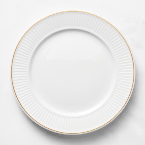 Pillivuyt Plisse Gold Dinner Plates, Set of 4, Gold Rim