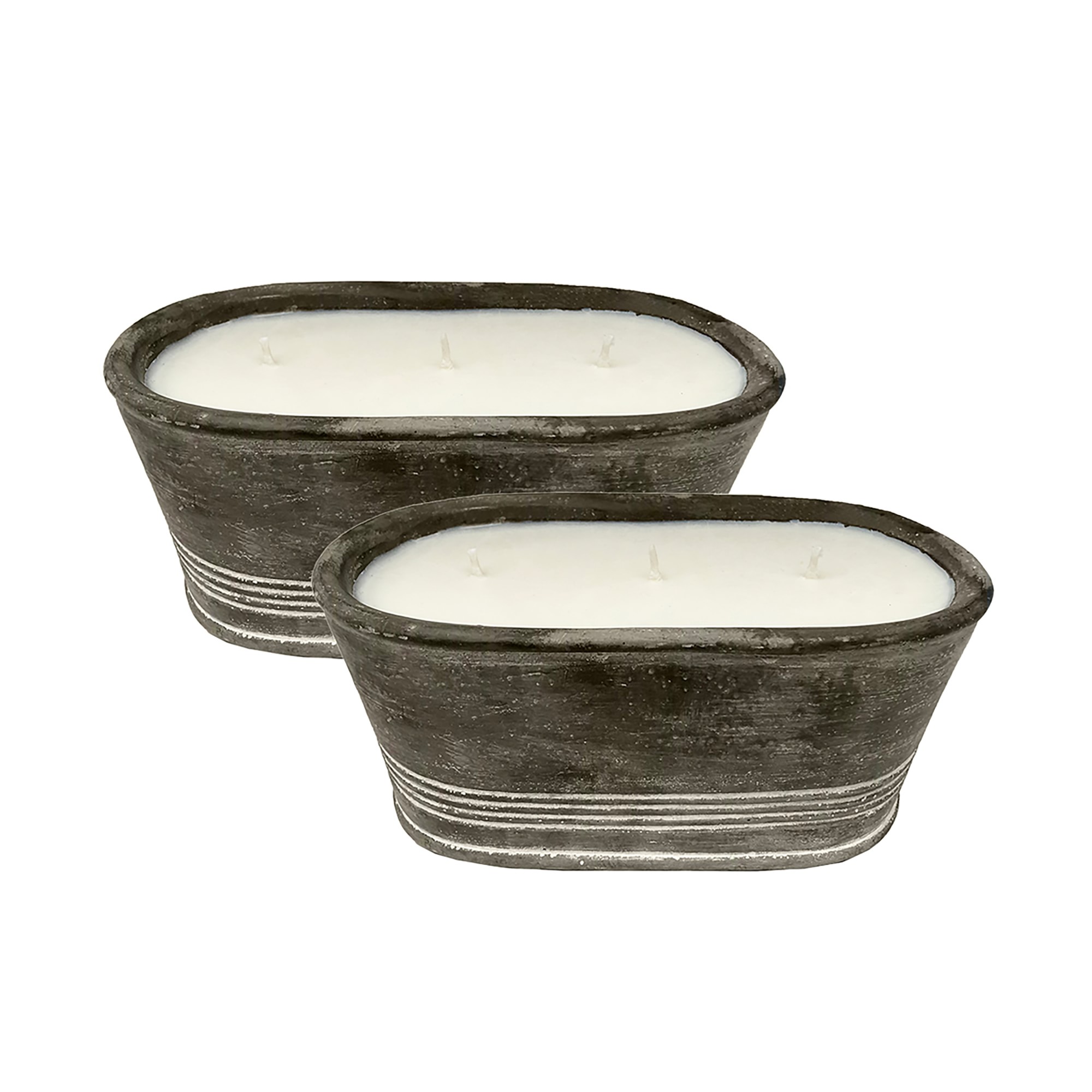 K. Hall 3 Wick Tub Garden Cement Citronella Outdoor Candle