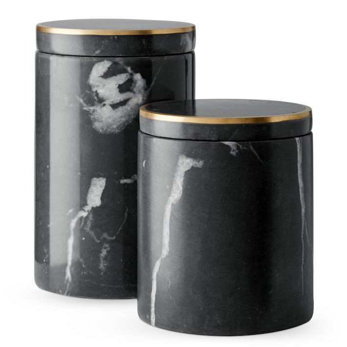 Black Marble and Brass Bath Accessories