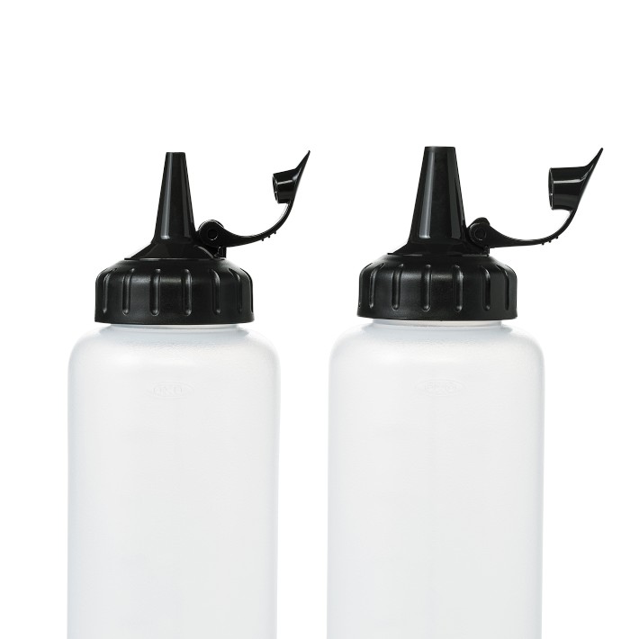 Mini Plastic Squeeze Bottles For Sauce & Condiments, 2 Bottle Set