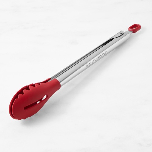 Williams Sonoma Silicone Pasta Tongs with Stainless-Steel Handle, Red