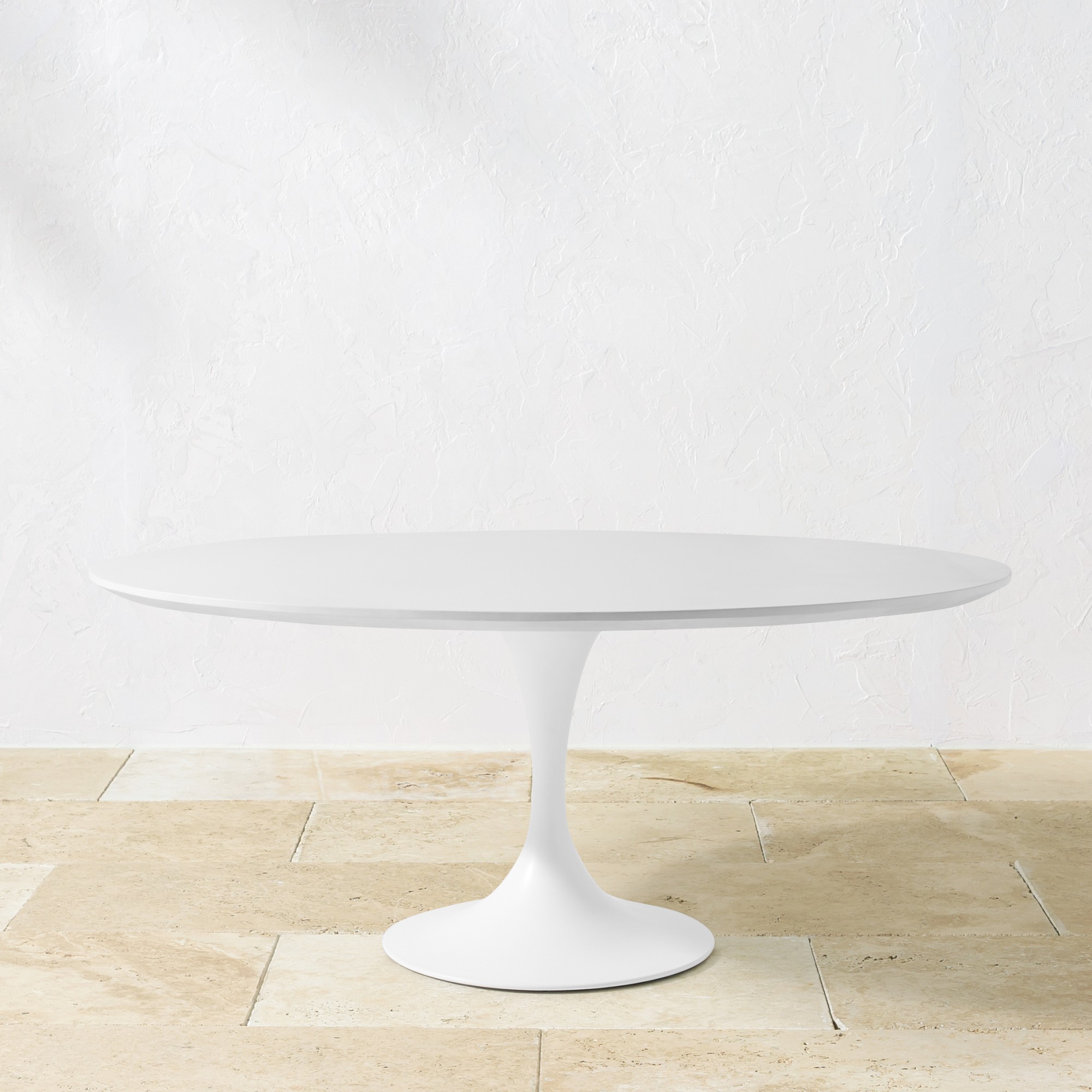 Tulip 70" Outdoor Concrete Oval Dining Table, White
