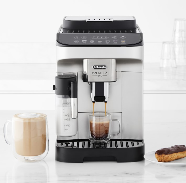 De'Longhi Magnifica Evo, Fully Automatic Machine Bean to Cup Espresso  Cappuccino and Iced Coffee Maker, Colored Touch Display, Black, Silver