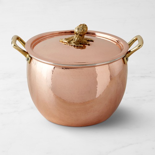 Ruffoni Historia Hammered Copper Stock Pot with Artichoke Knob, 7 1/2-Qt.